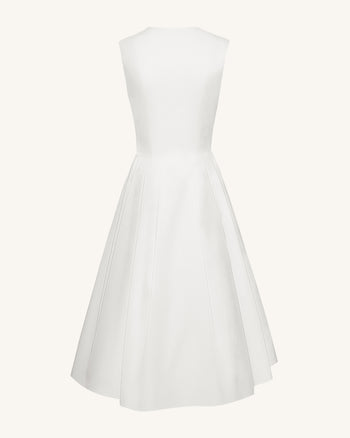 Robe midi plissée à décolleté en V devant - Blanc