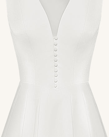 Robe midi plissée à décolleté en V devant - Blanc