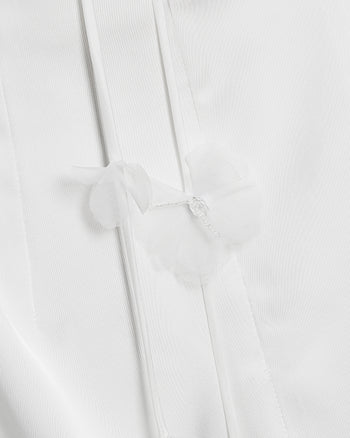 Mini-robe florale froncée à col halter - Blanc