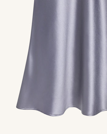 Jupe longue sirène en satin fluide – Argenté