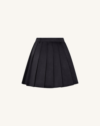 Mini-jupe plissée en satin - Noire