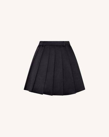 Mini-jupe plissée en satin - Noire