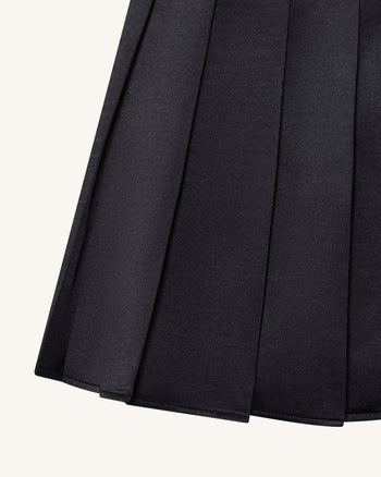 Mini-jupe plissée en satin - Noire