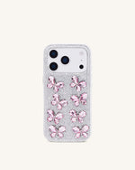 Coque de Téléphone Papillon avec Strass – Blanc