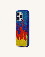 Coque iPhone à Motif Flamme – Bleu Multicolore