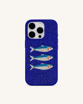 Coque de Téléphone à Motif Poisson – Bleu/Blanc