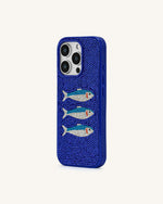 Coque de Téléphone à Motif Poisson – Bleu/Blanc