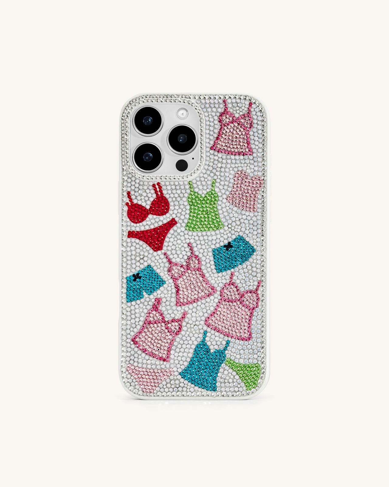 Coque de téléphone en cristal artificiel à motif lingerie – Multicolore