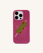 Coque de Téléphone Broche Olive à Strass – Rose