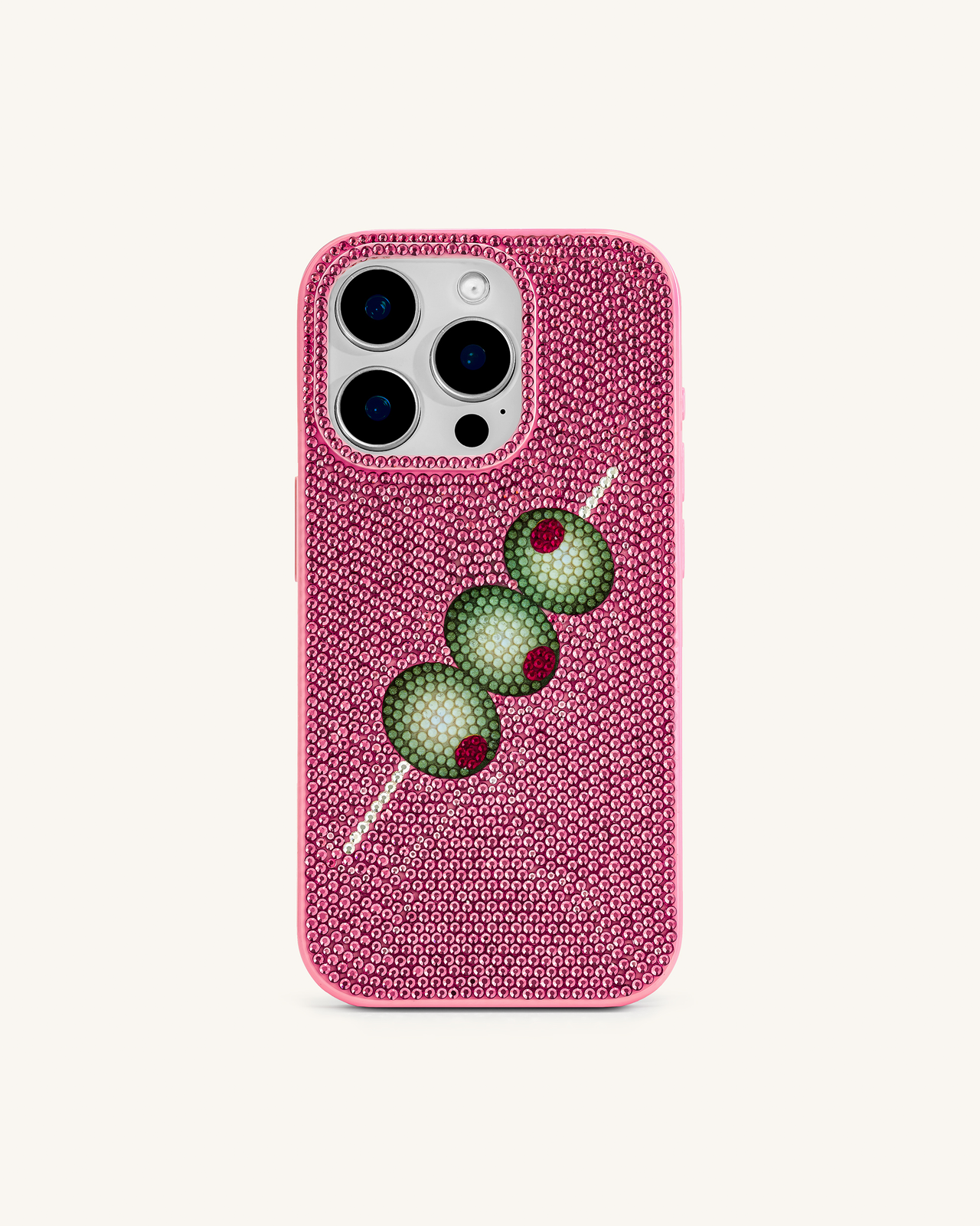 Coque de Téléphone Broche Olive à Strass – Rose