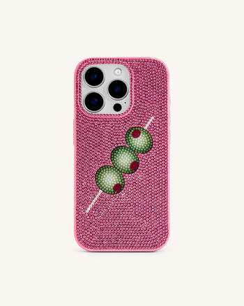 Coque de Téléphone Broche Olive à Strass – Rose