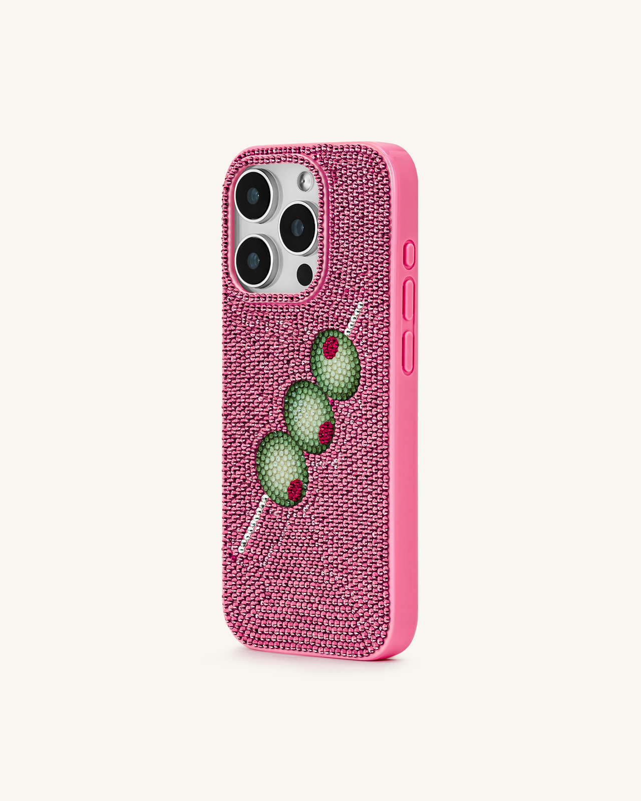 Coque de Téléphone Broche Olive à Strass – Rose