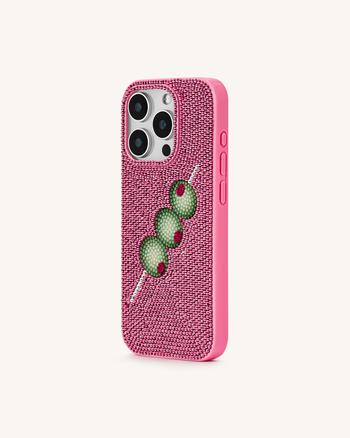 Coque de Téléphone Broche Olive à Strass – Rose