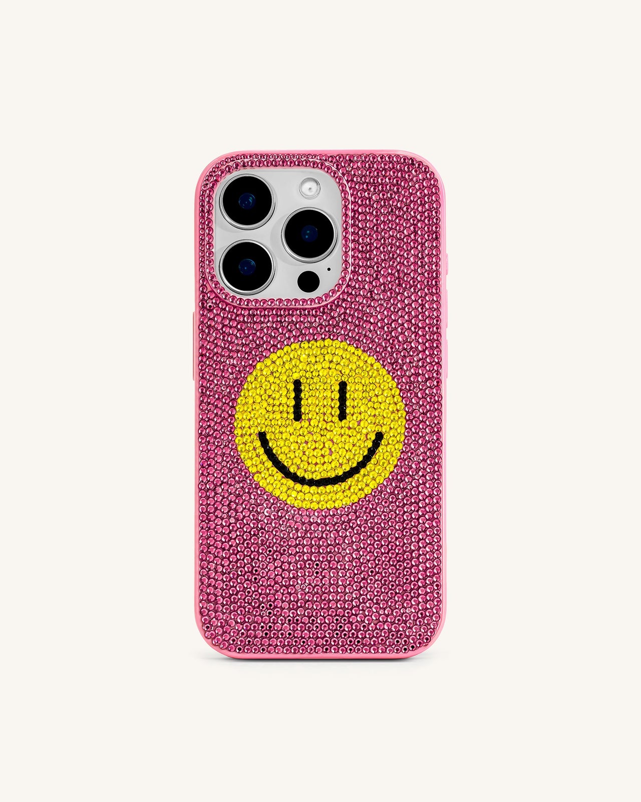 Étui iPhone Cristal Artificiel Smiley - Rose