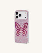 Coque de Téléphone Papillon en Strass - Rose