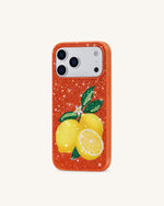 Coque de téléphone Citron en strass - Orange