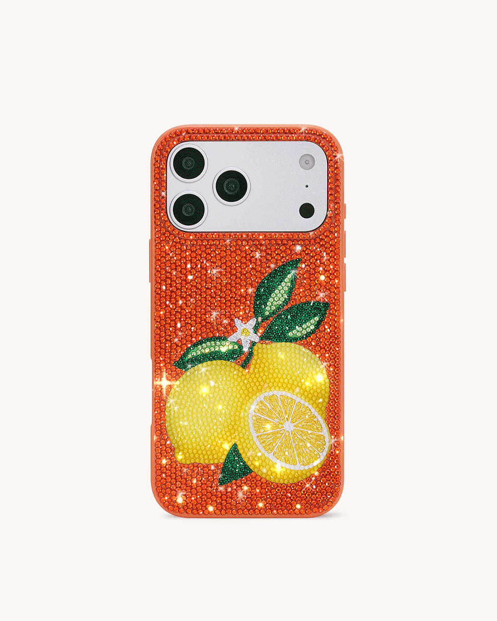 Coque de téléphone Citron en strass - Orange
