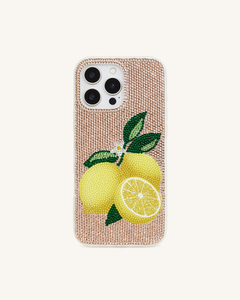 Coque de Téléphone Cristal Artificiel Citron - Doré