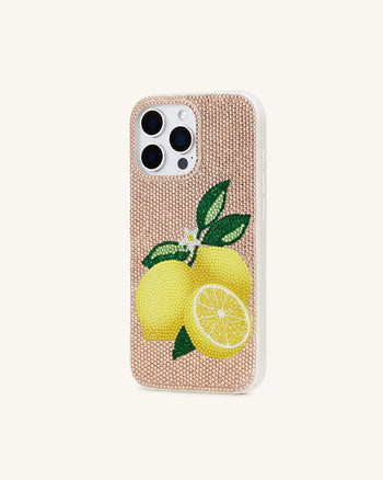 Coque de Téléphone Cristal Artificiel Citron - Doré