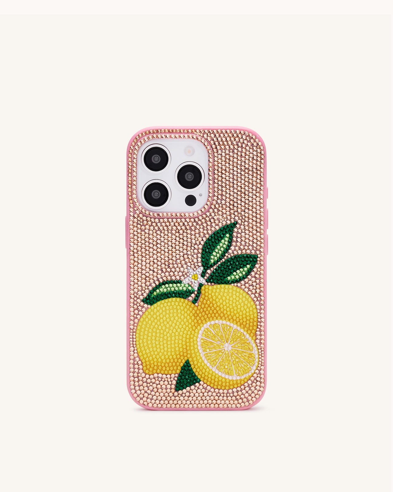 Coque de téléphone en cristal artificiel à motif citron - Rose