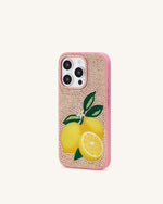 Coque de téléphone en cristal artificiel à motif citron - Rose