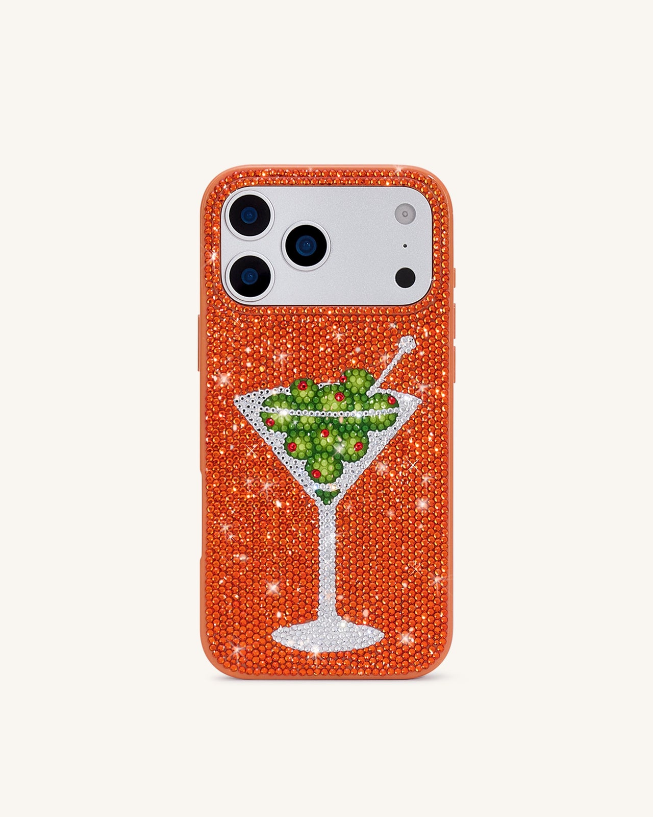 Olive Coque de téléphone Martini en strass - Orange