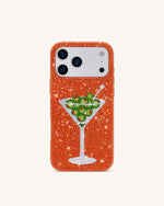Olive Coque de téléphone Martini en strass - Orange