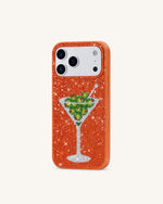 Olive Coque de téléphone Martini en strass - Orange