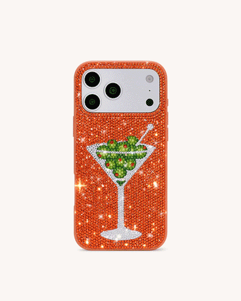 Olive Coque de téléphone Martini en strass - Orange