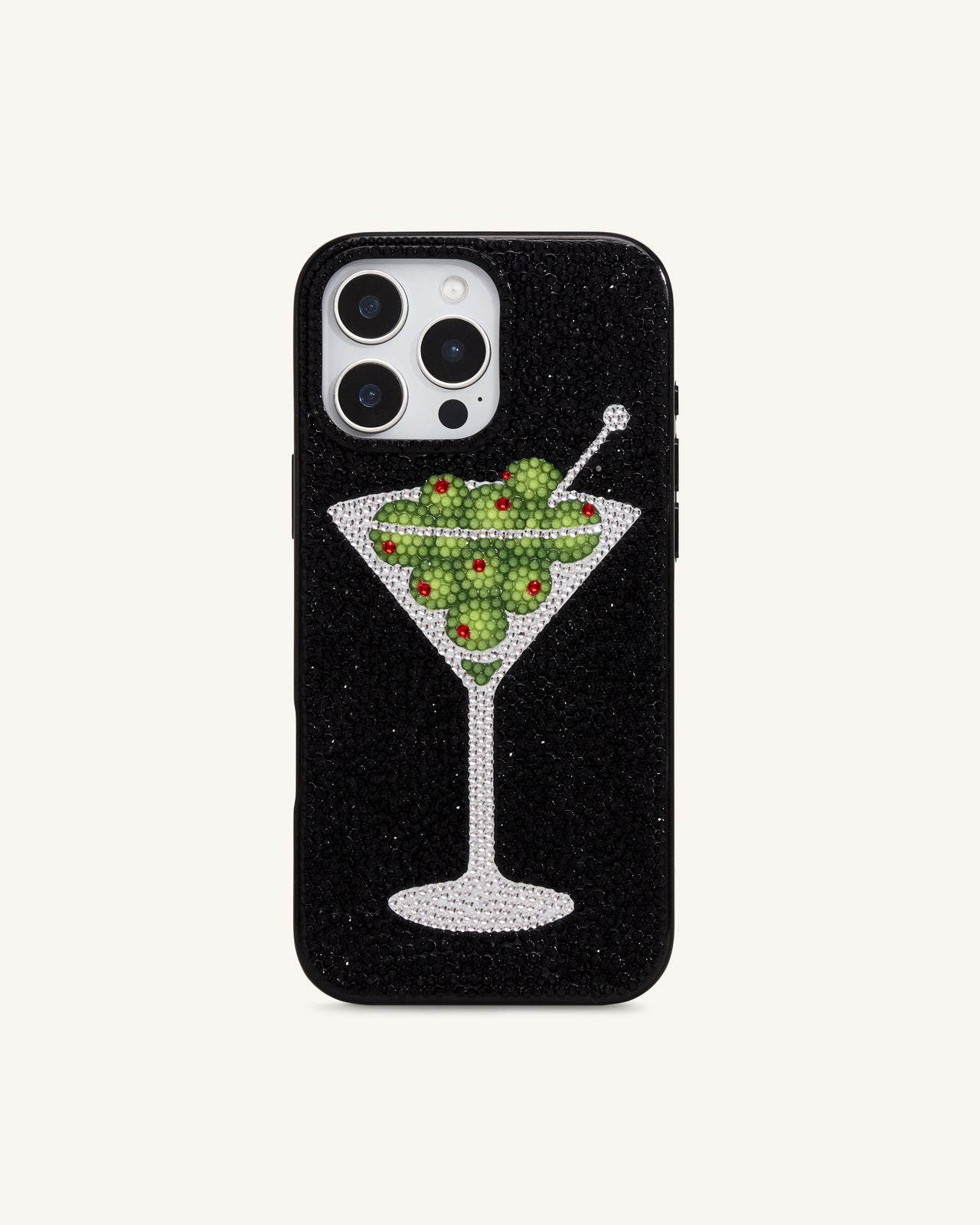 Coque de Téléphone Cristal Artificiel Martini Olive - Noir