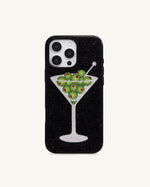 Coque de Téléphone Cristal Artificiel Martini Olive - Noir