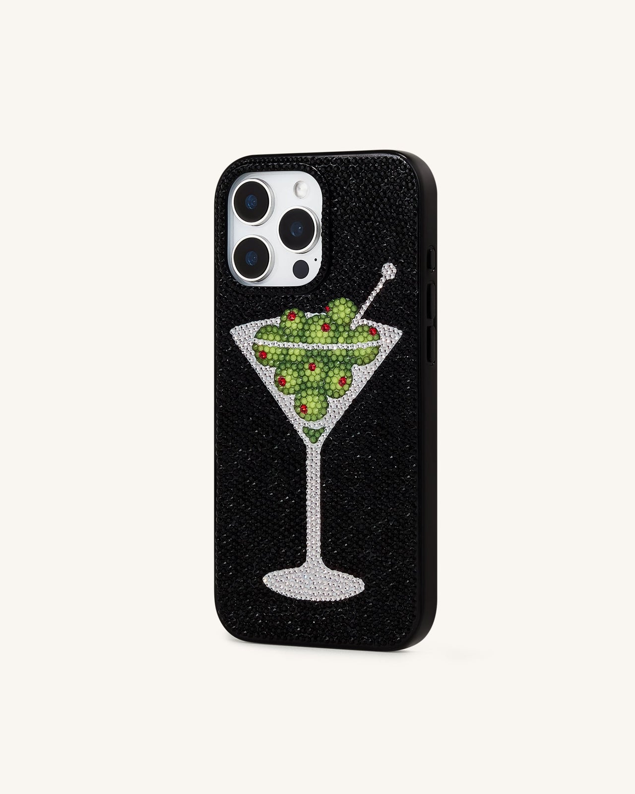Coque de Téléphone Cristal Artificiel Martini Olive - Noir