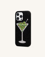 Coque de Téléphone Cristal Artificiel Martini Olive - Noir