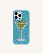 Olive Coque de téléphone martini en cristal artificiel - Bleu clair