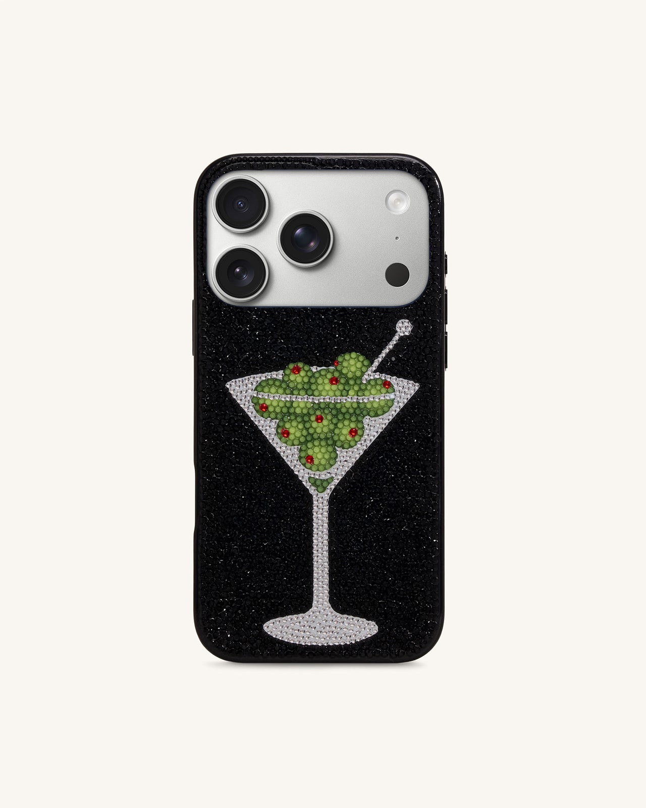 Coque de Téléphone Cristal Artificiel Martini Olive - Noir