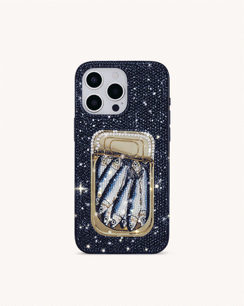 Boîte de Sardines Cristal Artificiel Coque de Téléphone - Bleu