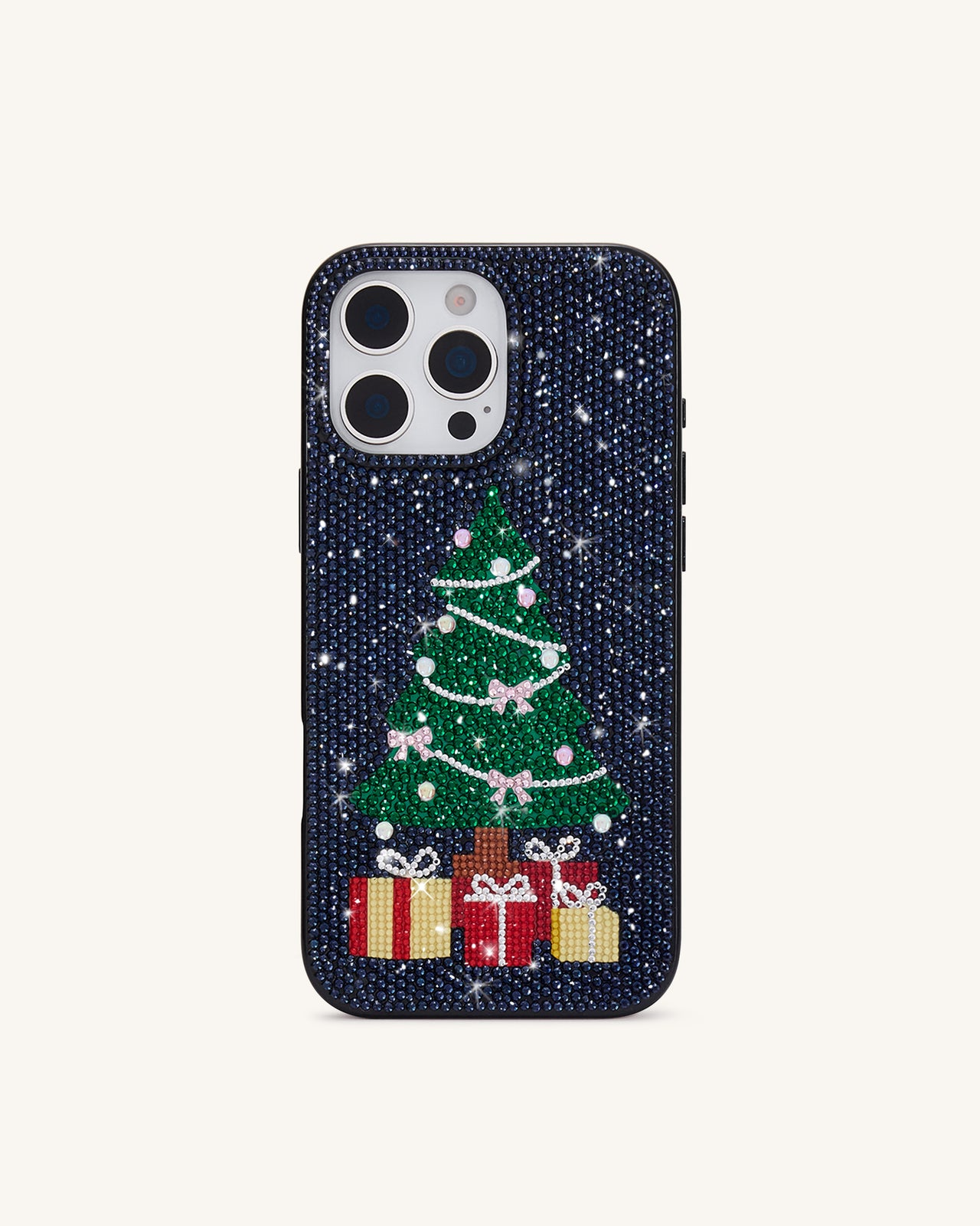 Coque de téléphone Bling Sapin de Noël - Noir