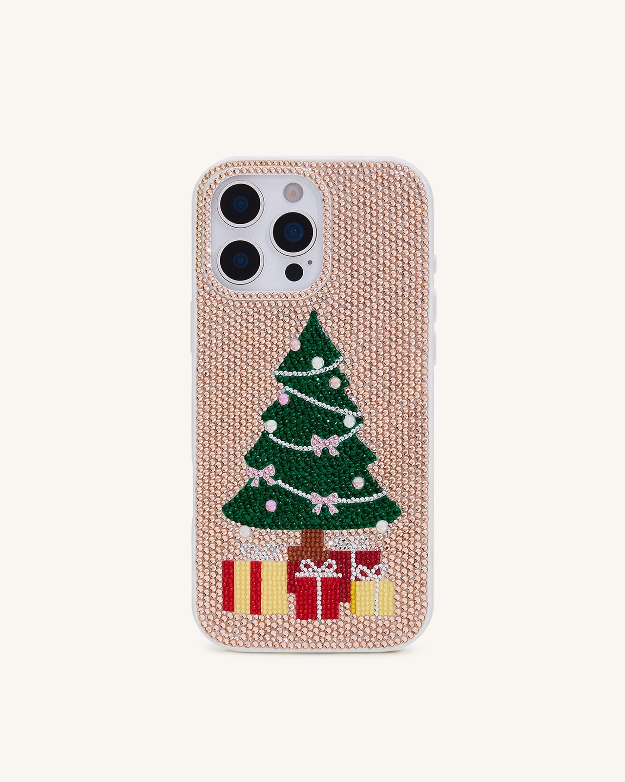 Coque de téléphone arbre de Noël scintillant - Or
