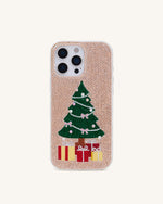 Coque de téléphone arbre de Noël scintillant - Or