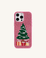 Coque de téléphone arbre de Noël scintillant - Rose