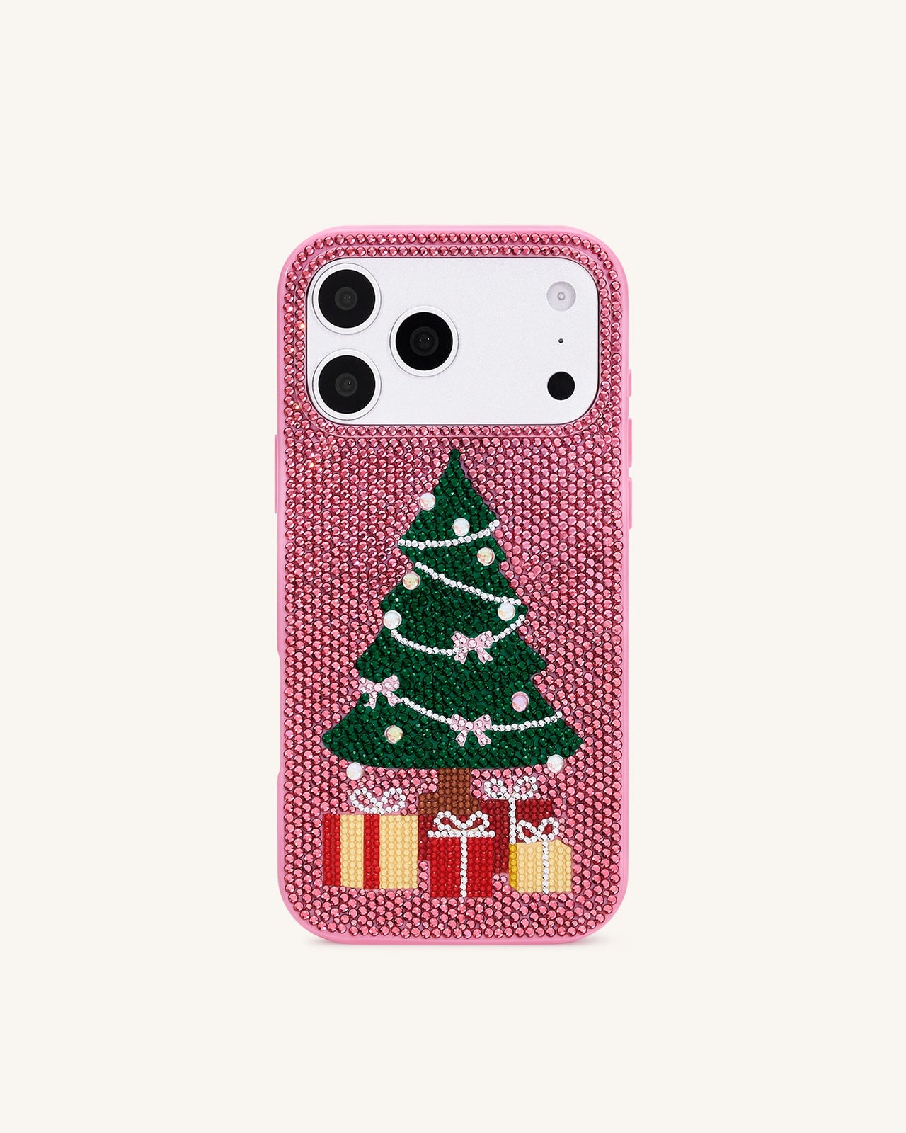 Coque de téléphone arbre de Noël scintillant - Rose