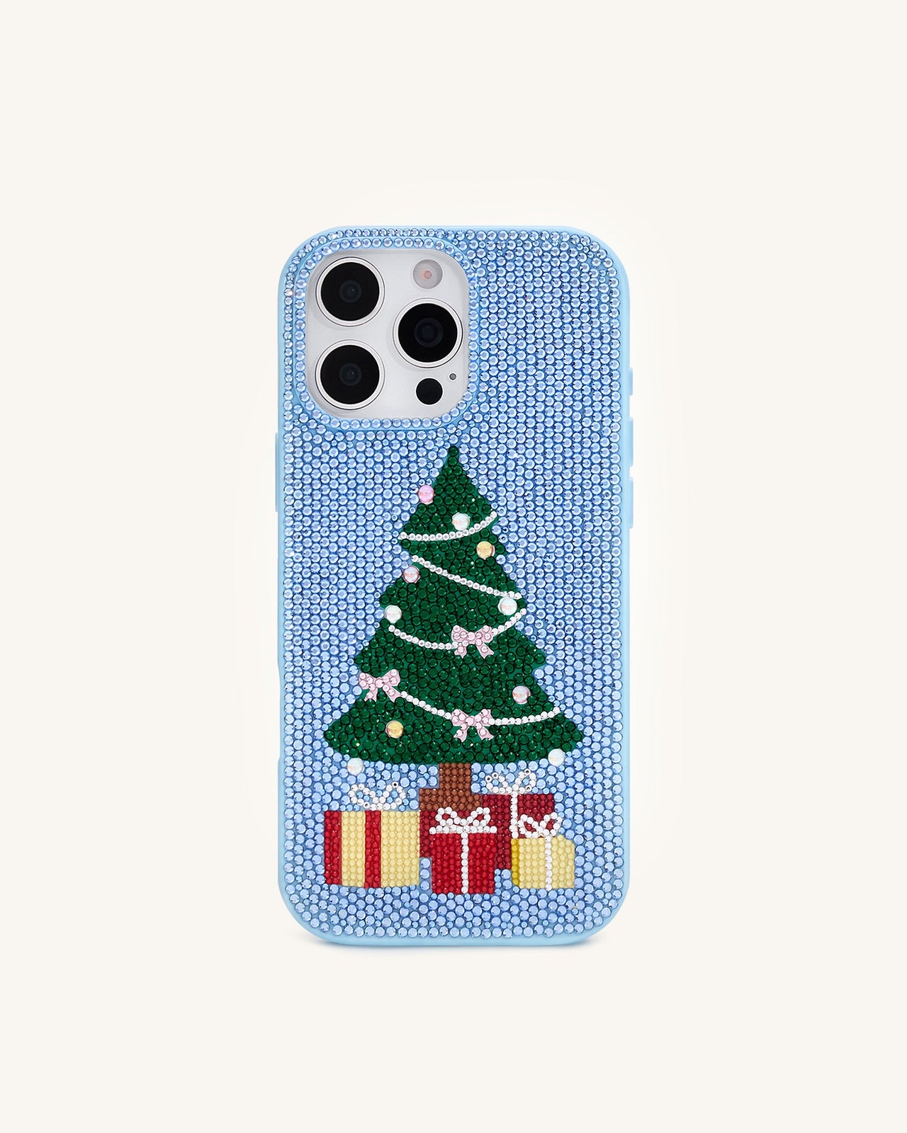Coque de téléphone arbre de Noël scintillant - Bleu clair