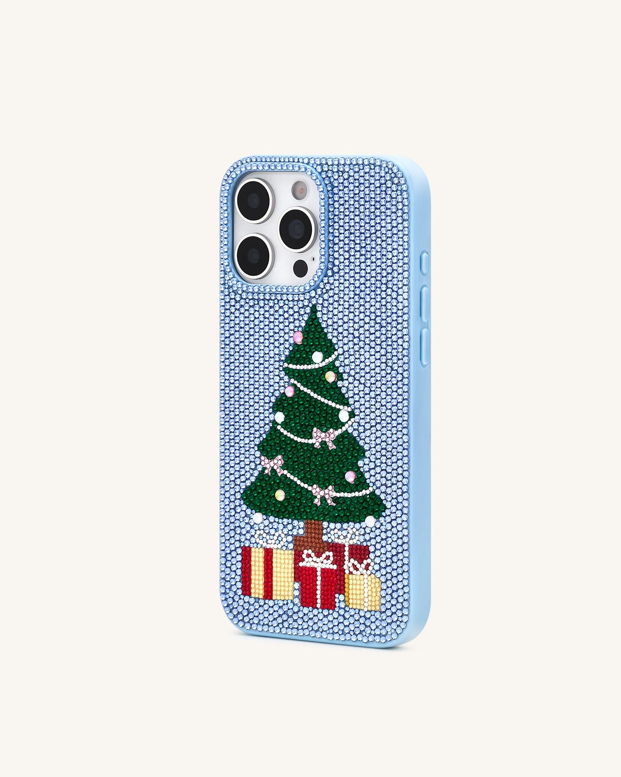 Coque de téléphone arbre de Noël scintillant - Bleu clair