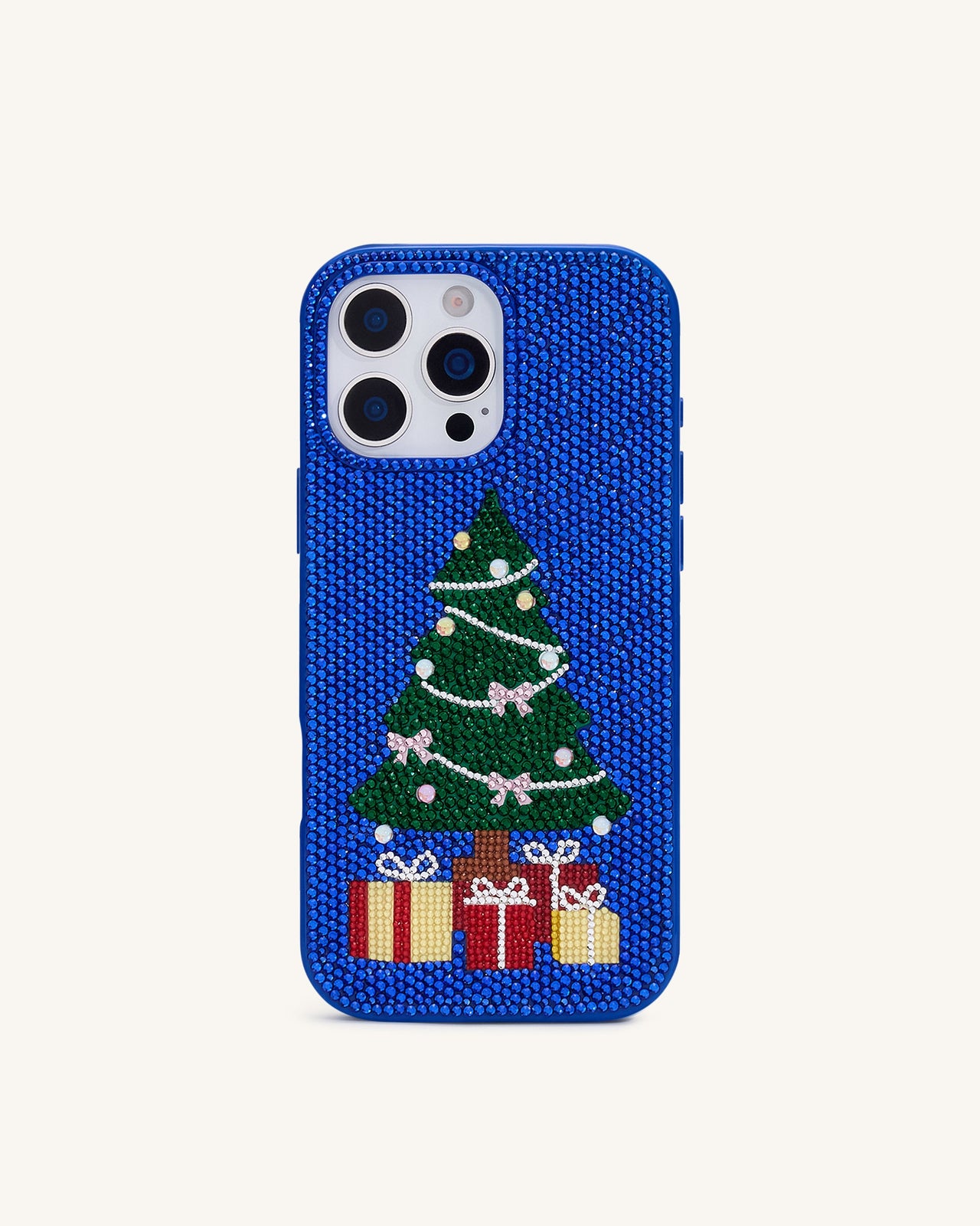 Coque de téléphone arbre de Noël scintillant - Bleu cobalt