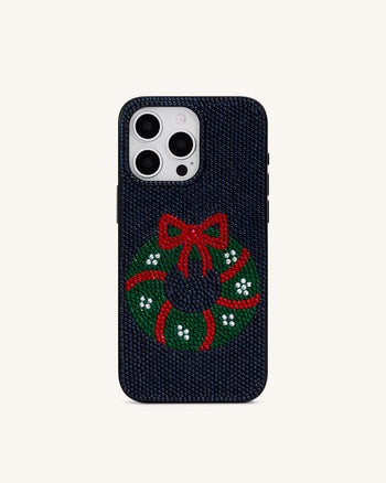 Holiday Coque de téléphone couronne scintillante - Noir