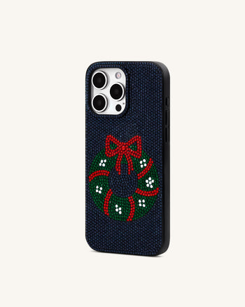 Holiday Coque de téléphone couronne scintillante - Noir