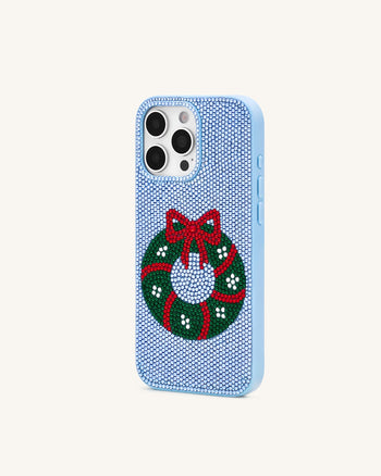 Coque de téléphone Bling Couronne Holiday - Bleu clair