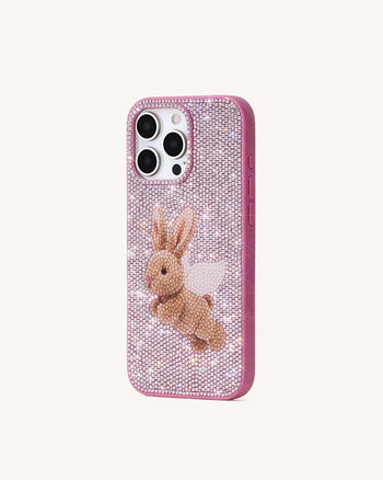 Coque de téléphone Angel lapin pailleté - Rose