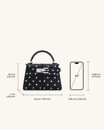 Sac à main à poignée supérieure en cristal artificiel Elise - Noir