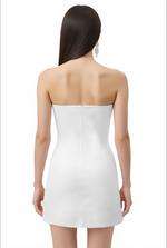 Robe courte sans bretelles à imprimé floral d'iris - Blanc